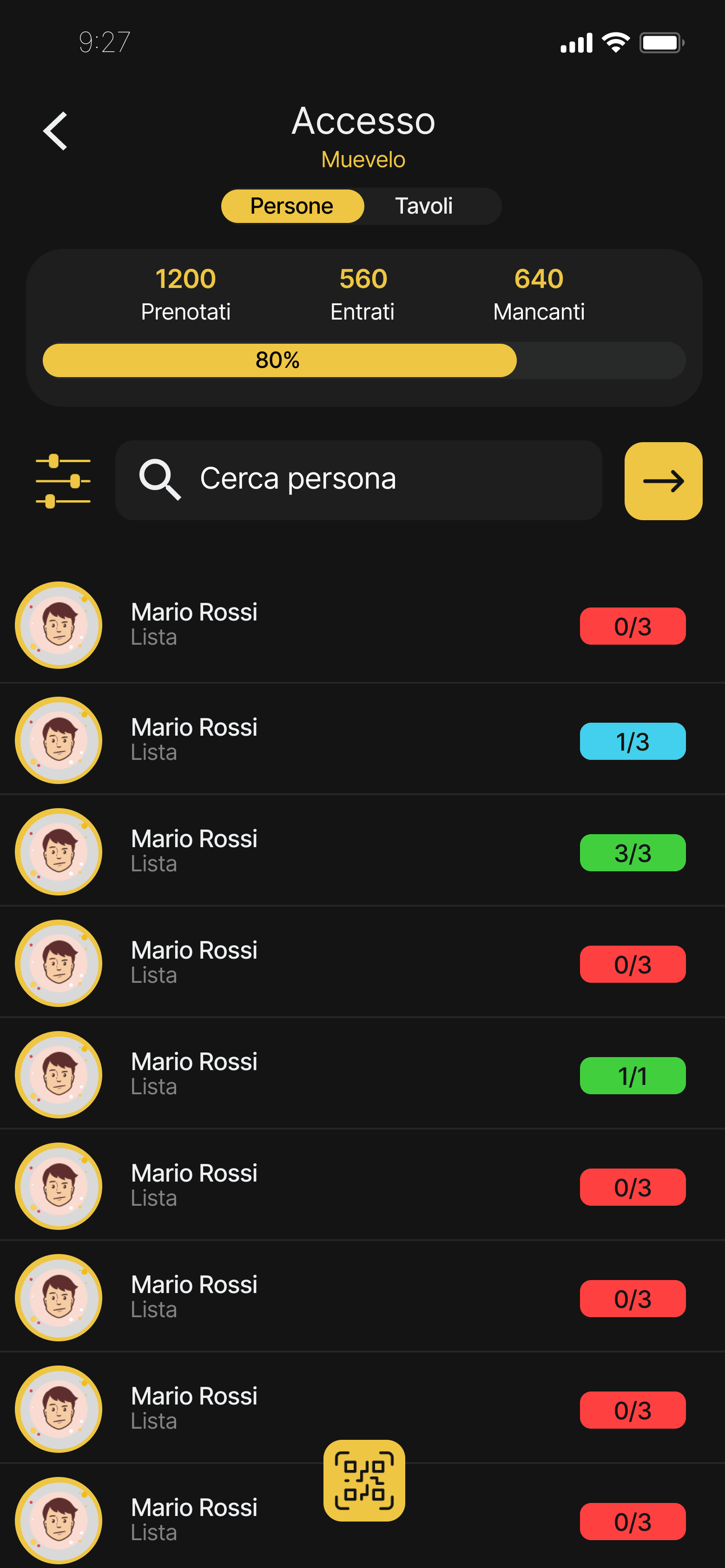 Lista accessi in tempo reale: ingressi online e in cassa nello stesso conto