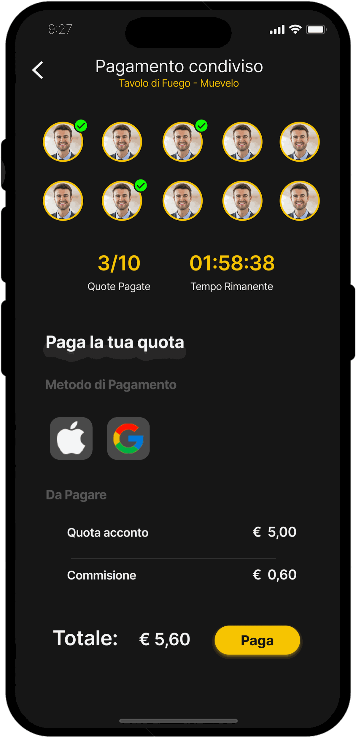 Tavolo Condiviso — pagamento collettivo e suddivisione automatica