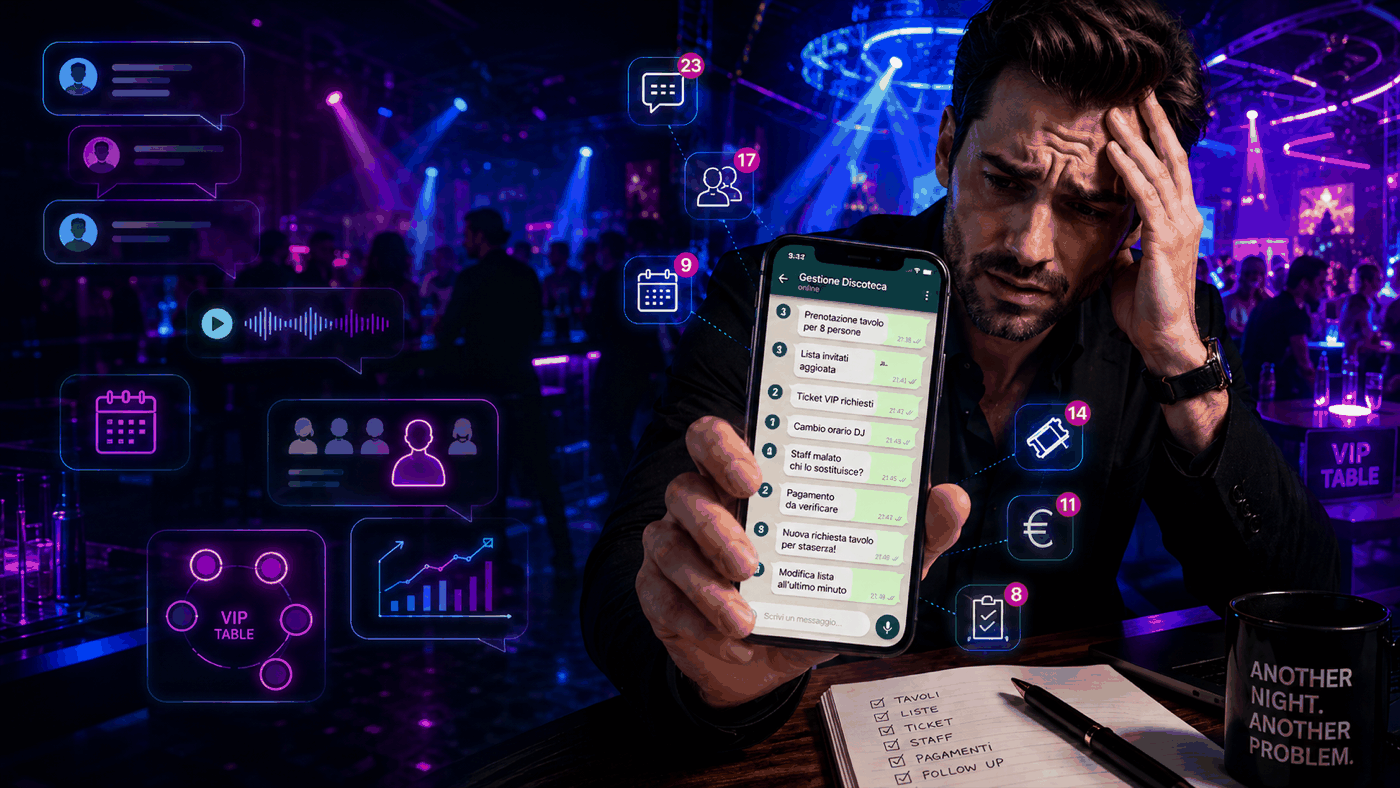 Notte di caos: gestire una discoteca tra messaggi WhatsApp e fogli Excel
